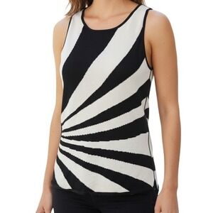 CACHE Black And White Sunburst Knit Sleeveless Tank Shell Size XS